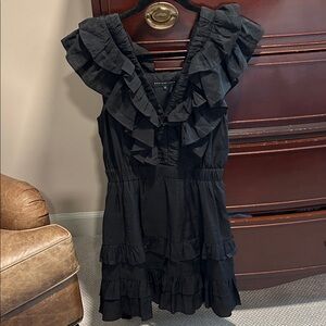 Endless Rose Black Ruffle V-Neck Mini Dress